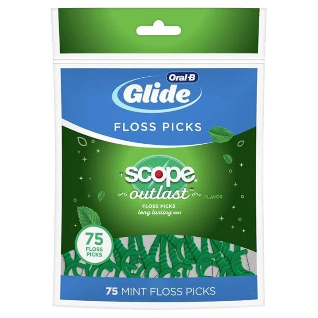 Glide Floss Picks 75 Unidades Scope Outlast Bag (6 Peças) MEWS