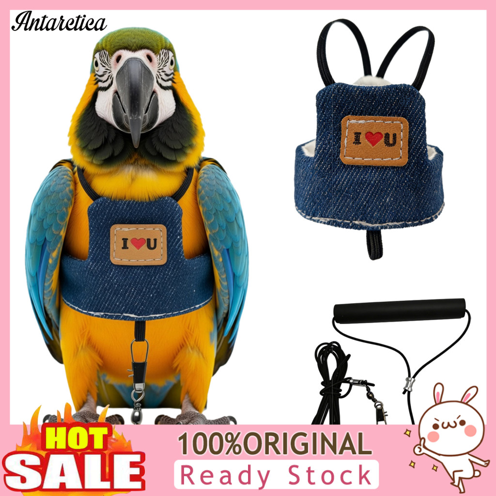 Parrot Leash Adjustable Escape-proof Bird Harness with 78.7 Inch for Parrots Budgies Macaws Cockatoos – Outdoor Flying