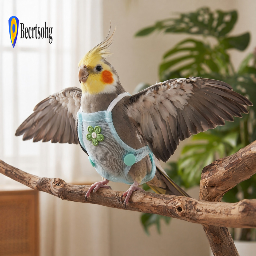 Parrot Travel Harness Bird Leash Flight Diaper with – Reusable Outdoor Training Nappy Clothes for Parakeet Budgie Conu