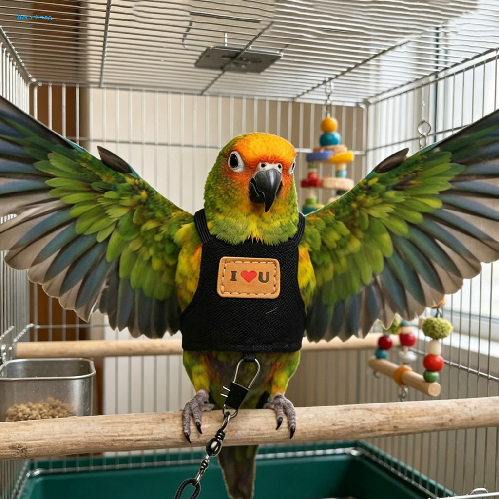 Parrot Leash Adjustable Escape-proof Bird Harness with 78.7 Inch for Parrots Budgies Macaws Cockatoos – Outdoor Flying
