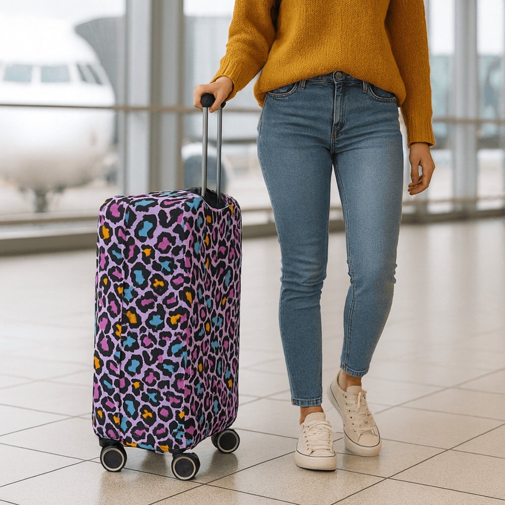 Capa Protetora de Mala Viagem Onça Colorida Animal Print Premium Elástica Resistente