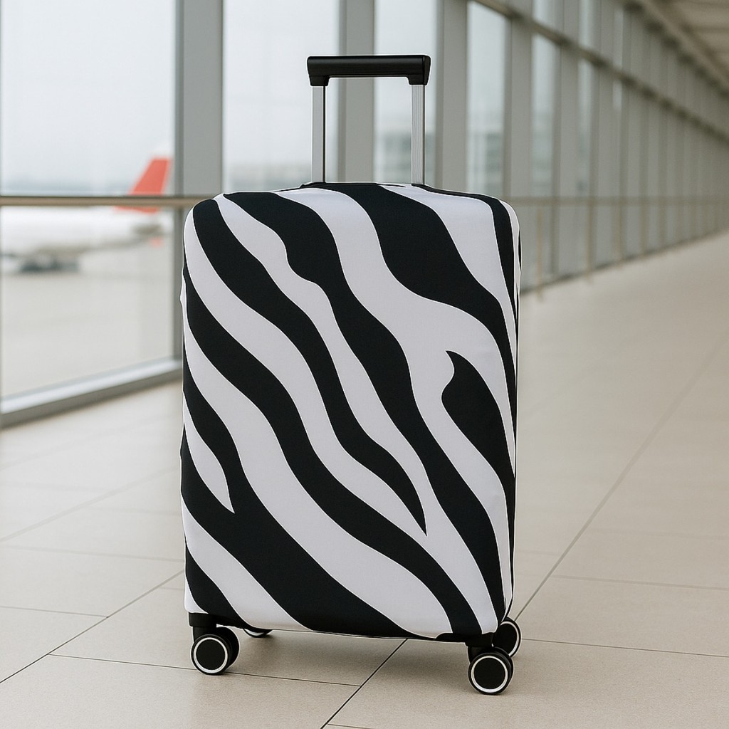 Capa Protetora de Mala Viagem Estampa Animal Print Zebra Preto e Branco Premium Elástica Resistente