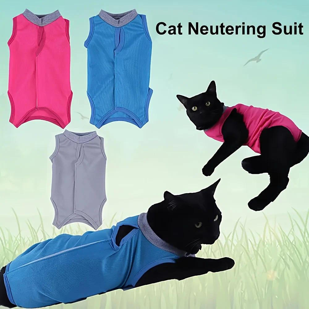 Adjustable Cat Neutering Suit Comfortable Cat Recovery Suit Cat Anti-licking Sterilization Clothes Pet Supplies Body Str