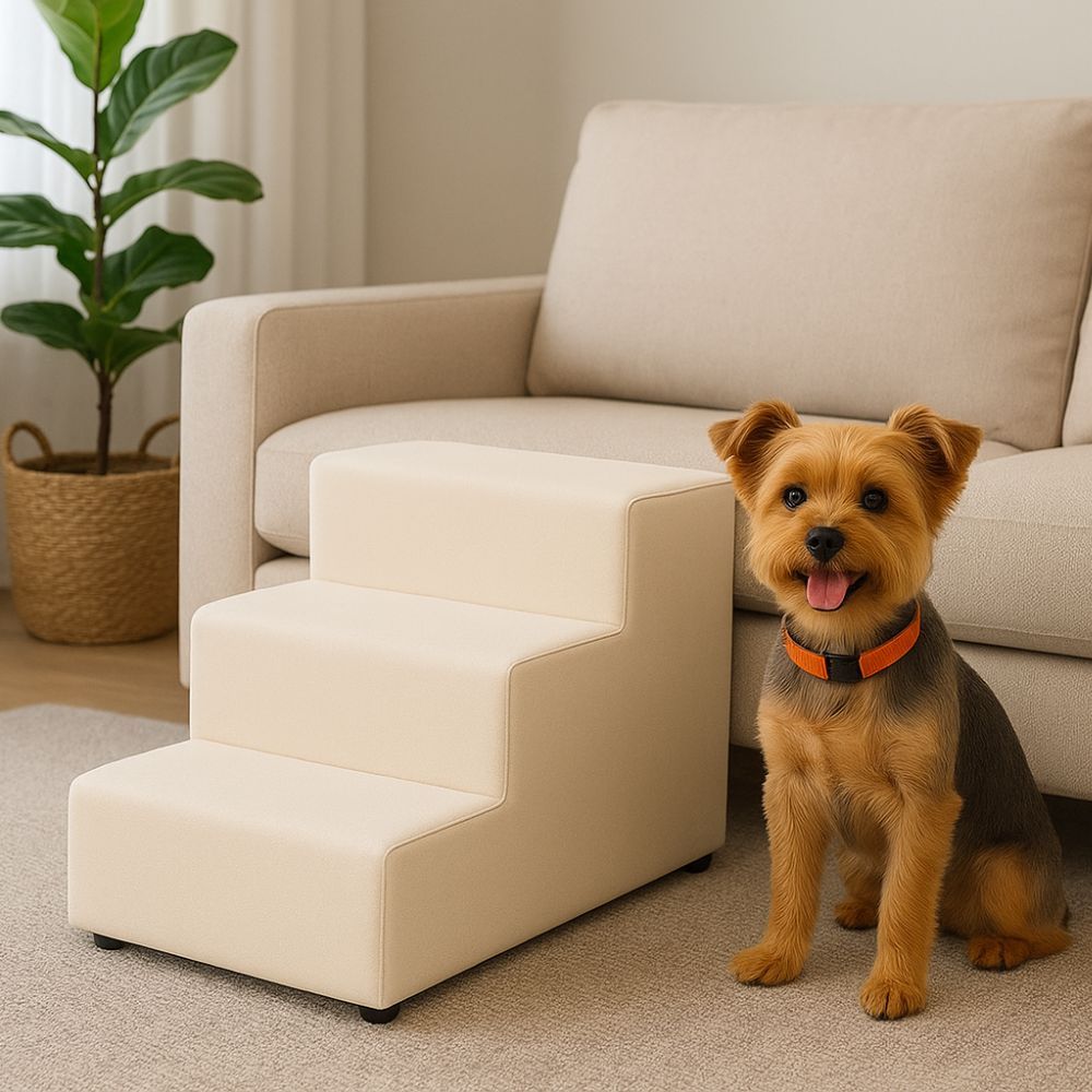 Escada Escadinha Pet Cachorro 3 Degraus Rampa Suede Dog