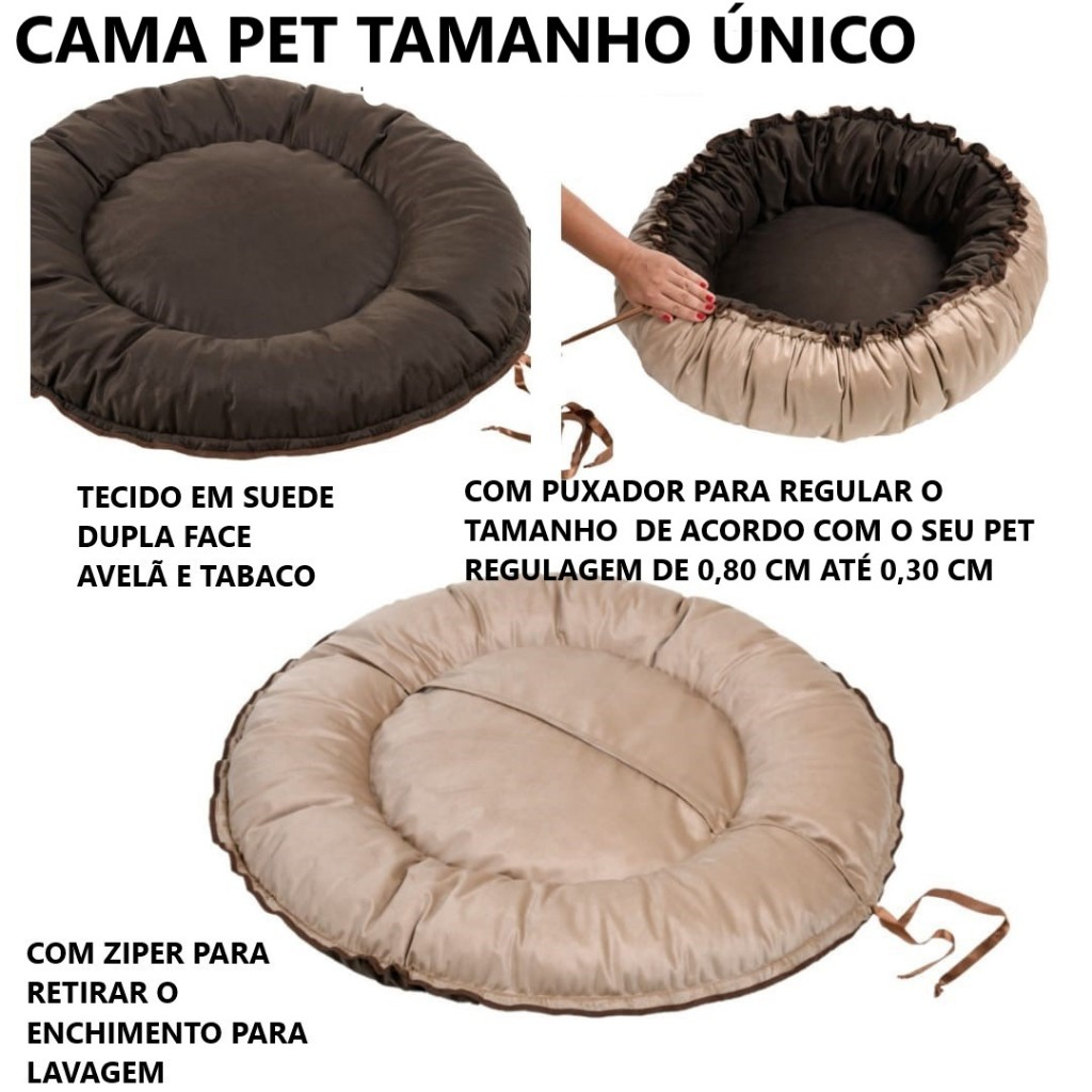 Cama Caminha Pet Dog Suede Enchimento Siliconado e Zíper Removível
