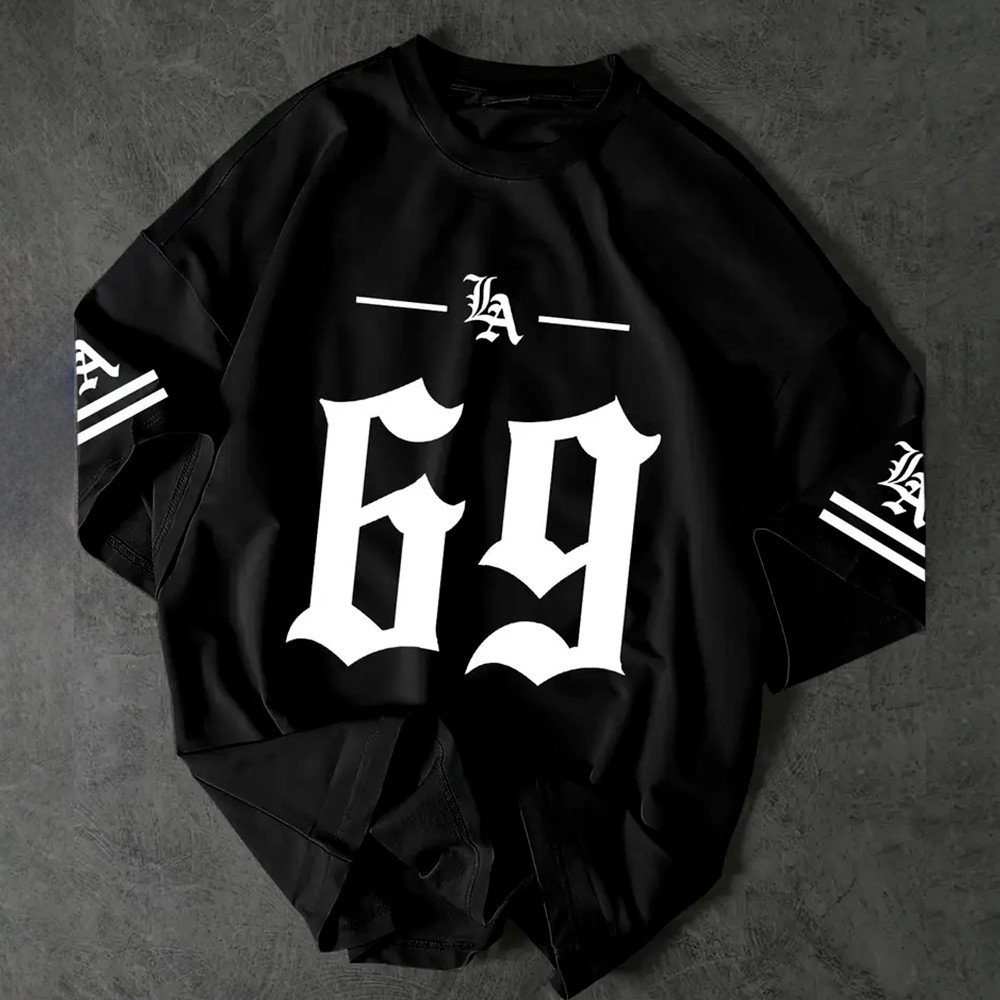 Camiseta Básica e Oversized Algodão Unissex LA 69 Los Angeles Number Basquete Exclusiva