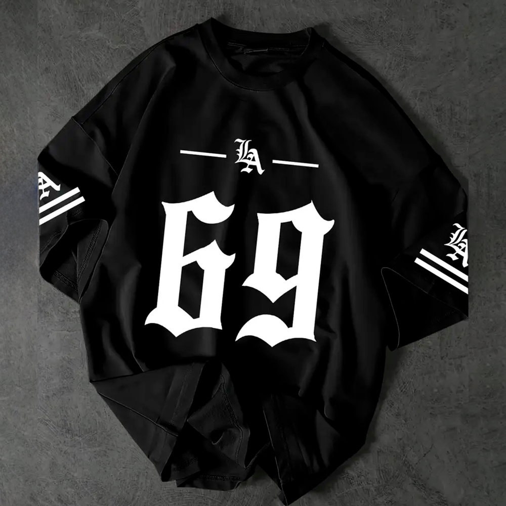 Camiseta Básica e Oversized Algodão Unissex LA 69 Los Angeles Number Basquete Exclusiva