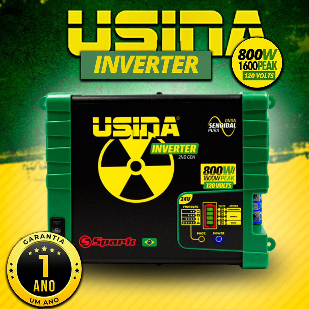 Inversor de Alta Qualidade Uso Doméstico Usina Spark Onda Pura Senoidal 800w 24v 120v 1600w Pico