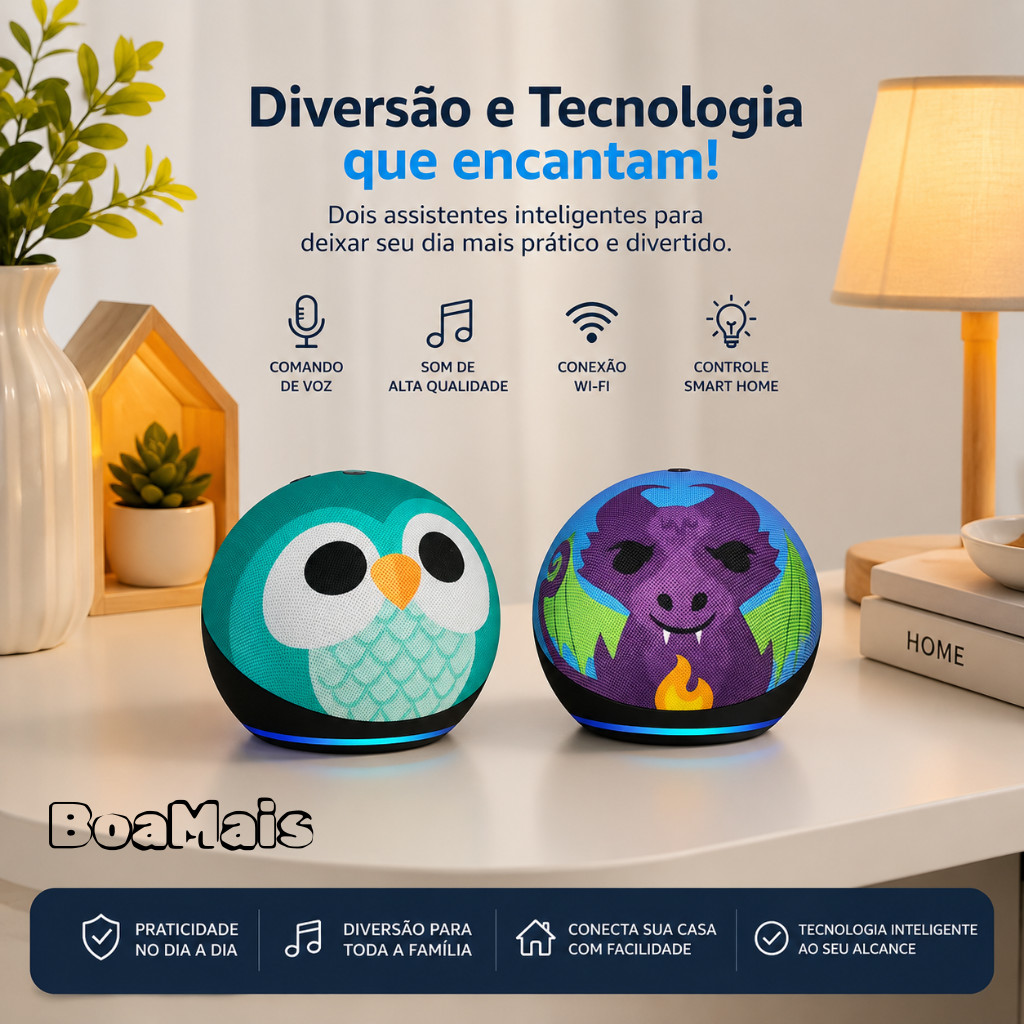 Alaxe Caixa de Som Alta Qualidade Echo Dot 5 Geração Alto Falante Coruja Dragão