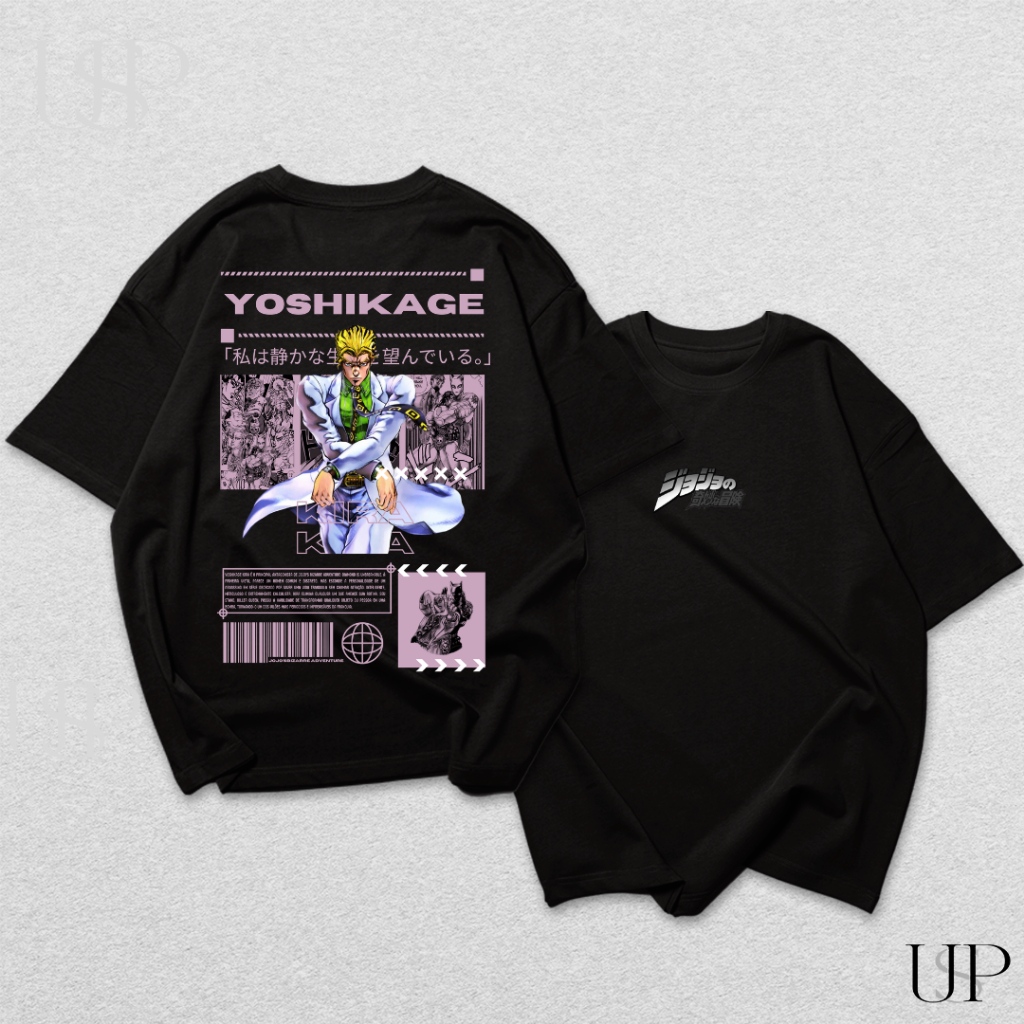 Camiseta Camisa Jojo Yoshikage Streetwear Anime Bizarre Adventure 100% Algodão Premium Confortável
