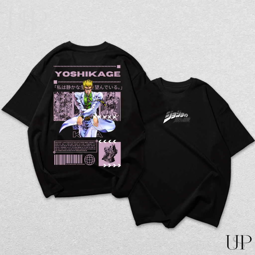 Camiseta Camisa Jojo Yoshikage Streetwear Anime Bizarre Adventure 100% Algodão Premium Confortável