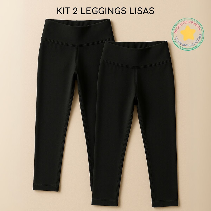 Kit 2 Calças Legging Tecido Suplex Flanelado Forrado com Fleece