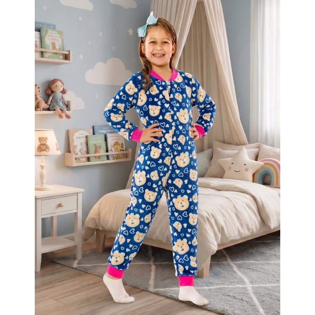 Macacão Infantil Pelucia Fleece Super Fofinho zíper frontal Lindo fleece Ótimo Presente Neto Afilhad