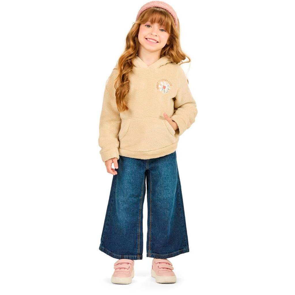 Casaco Infantil Menina Angerô Pelo Fleece com Capuz Super Macio Inverno Tam 1 ao 3 - Ref 22343