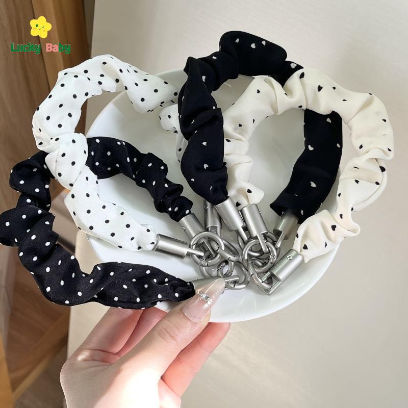 [Luckybaby-t] Bla White Polka Dot Heart Phone Wrist Strap Anti-Lost Universal Lanyard Chain Para Todos Os Telefones Celu