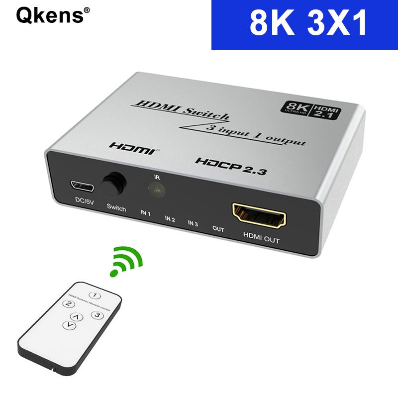 8K 60Hz 4K @ 120Hz 3x1 HDMI Switch Screen Mirror Display Adaptador HDCP2.3 3D HDR Conversor De Áudio E Vídeo