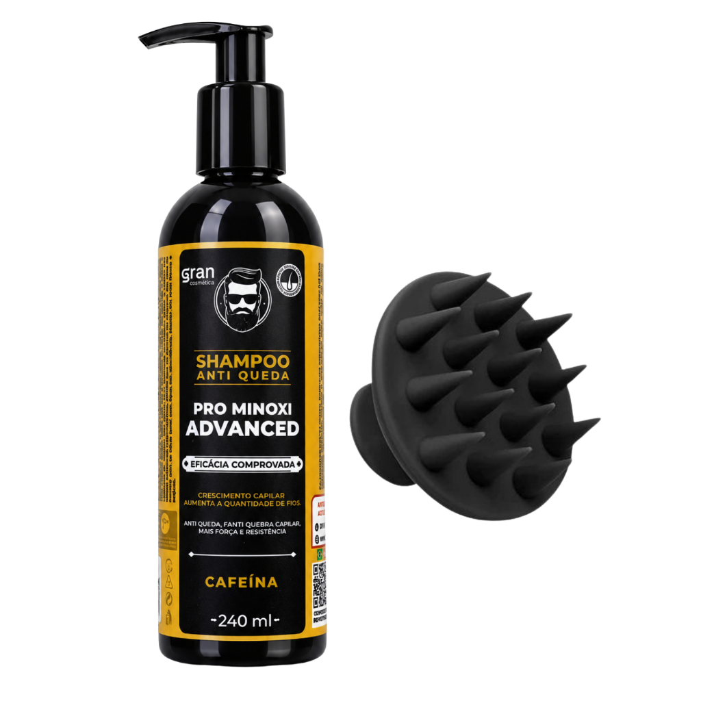 Kit Cuidado Capilar Shampoo Antiqueda Pro Minoxi + Escova Massageadora de Couro Cabeludo