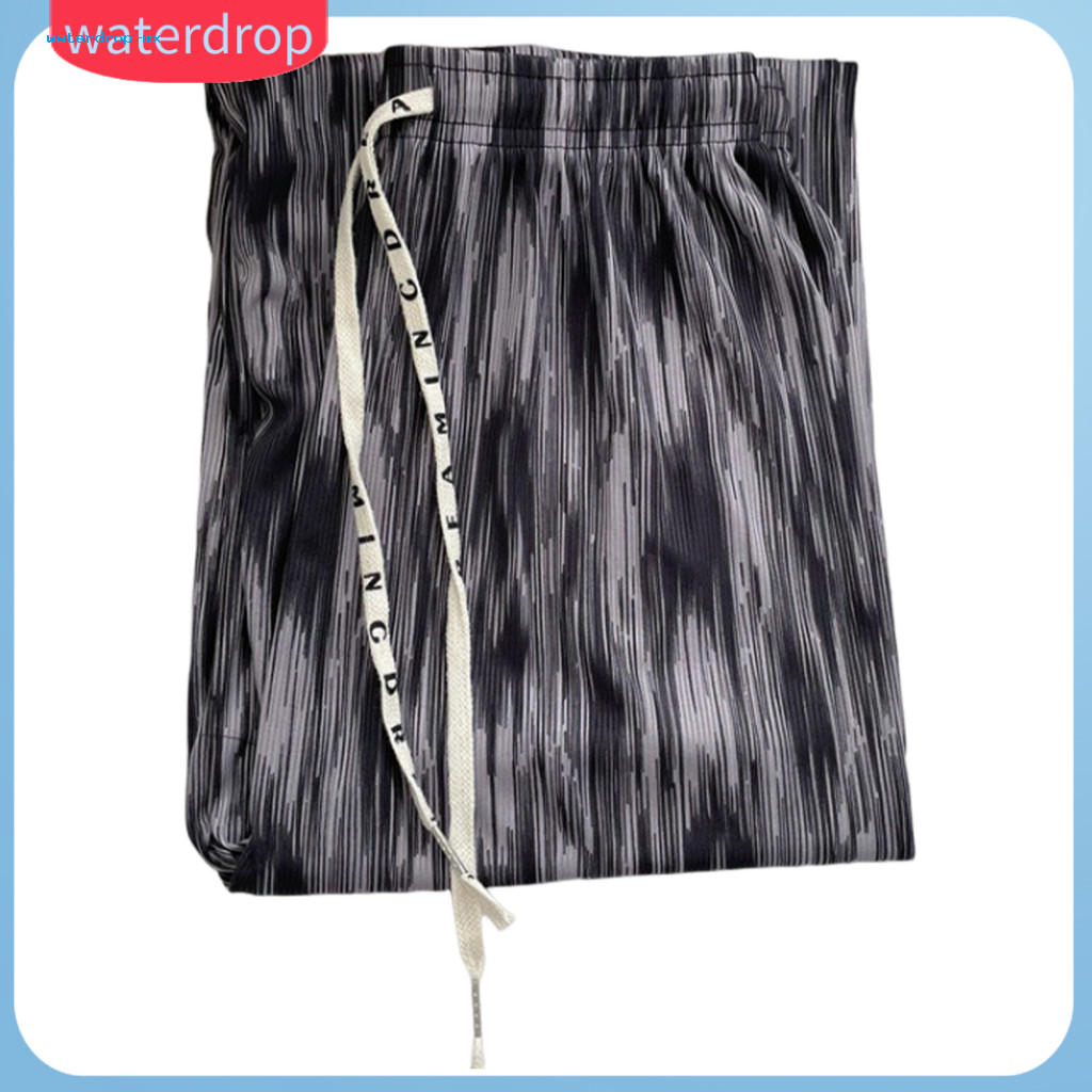 Women’s Wide Leg Pants Ink Tie Dye Print Elastic Waist with Adjustable Drawstring Lightweight Long Hiking Trousers for