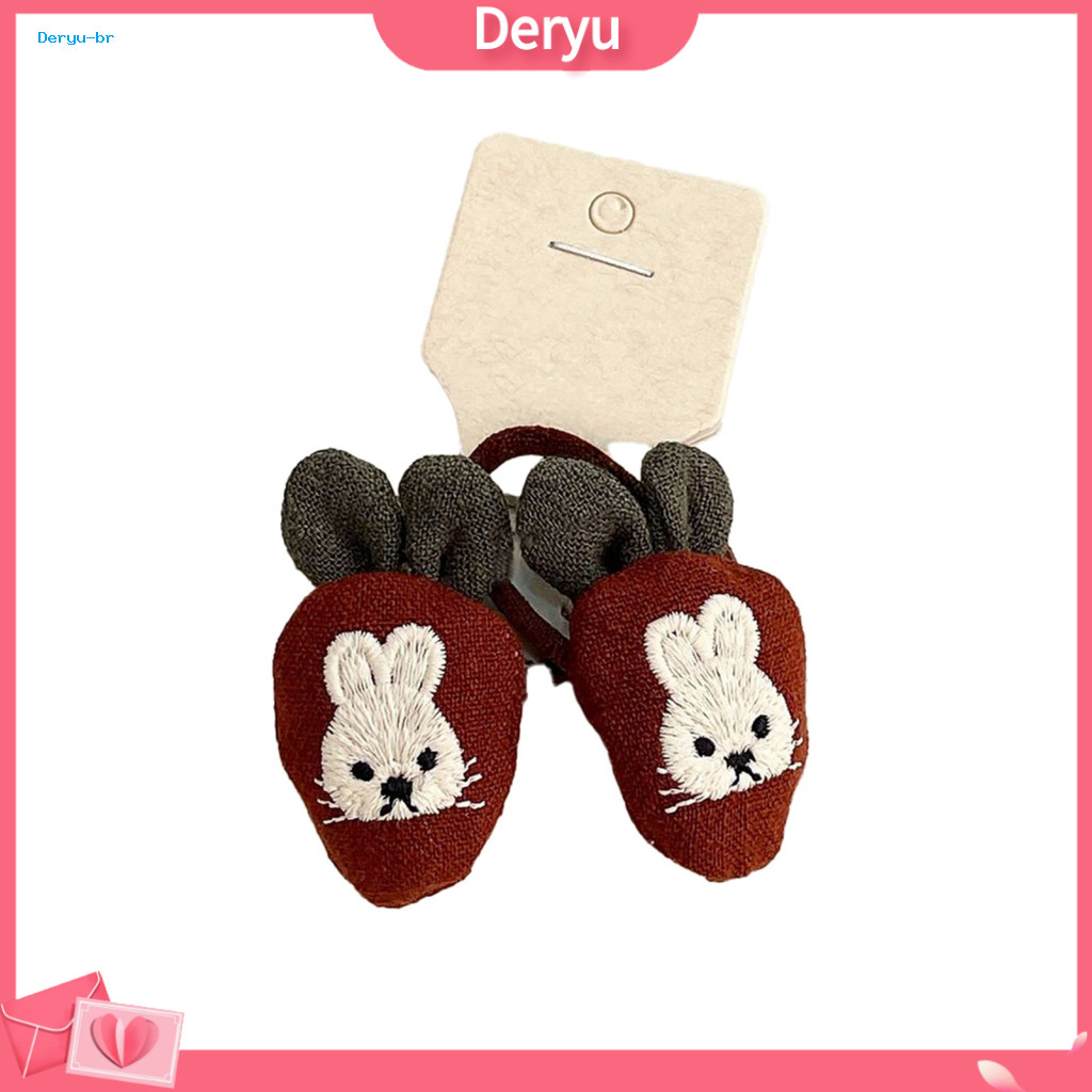 Baby Hair Tie Comfortable Accessory 1 Pair Soft Fabric Ties for Girls – Cute Cartoon Rabbit Bear and Carrot Design Gen