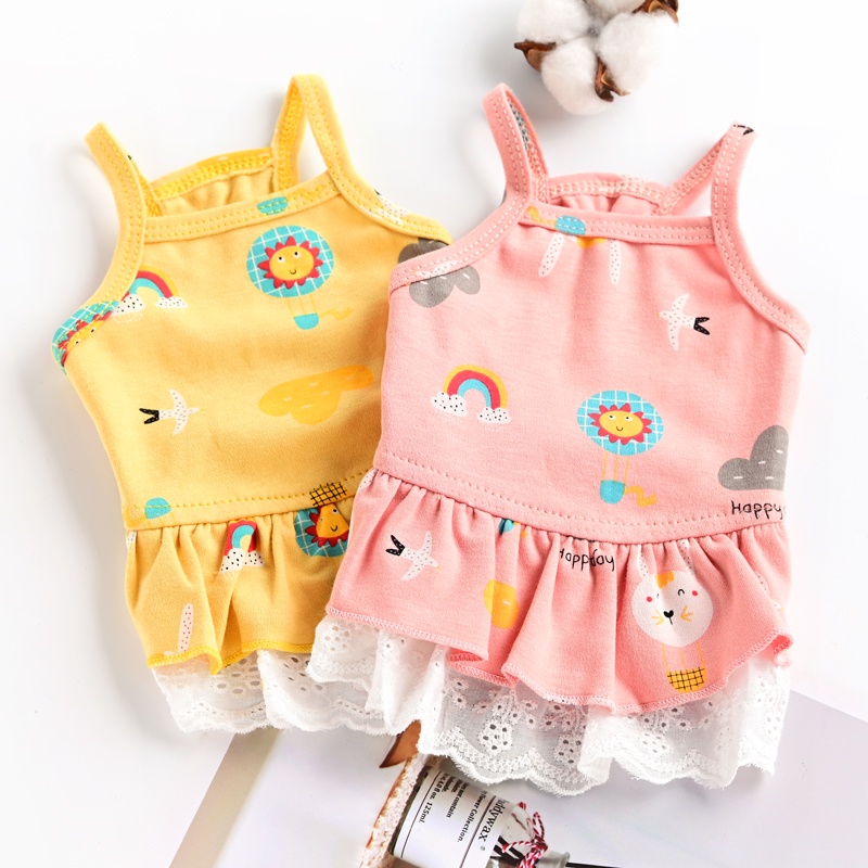 2023 Vestido De Cachorro Verão Fino Pequeno Saia De Princesa Teddy Cat Sling