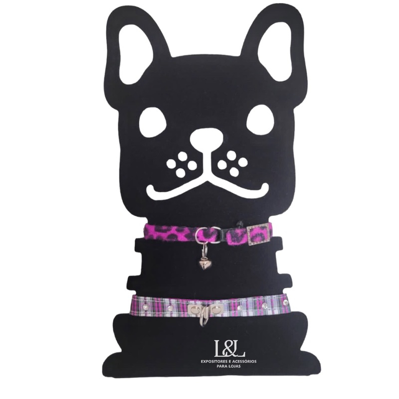 Expositor para coleiras corrente Pet Dog Petshop - Organizador em Veludo Preto