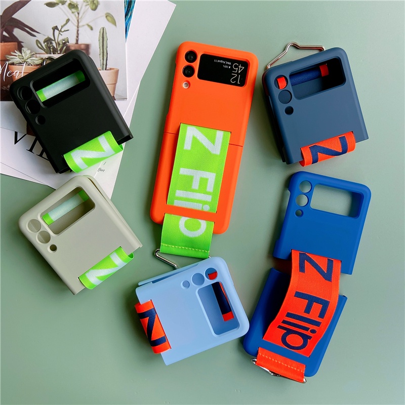 Capa De Anel De Alça De Pulso Para Samsung Z Flip 8 Flip7 7FE 6 5Flip6 Anti-knock Coreia Moda Luxo Fivela Titular Hard P