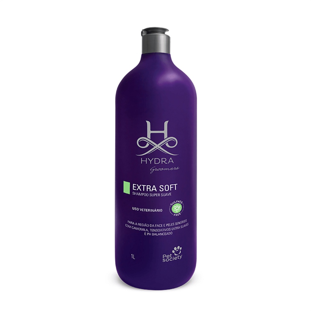 Shampoo Cachorro Gato Hydra Groomers Extra Soft Para Peles Sensíveis e Rosto 1L