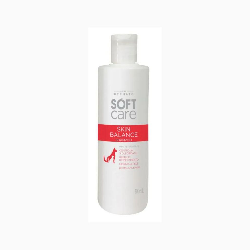 Shampoo Dermatológico Pet Soft Care Skin Balance Cachorro Gato Controle da Oleosidade 300mL