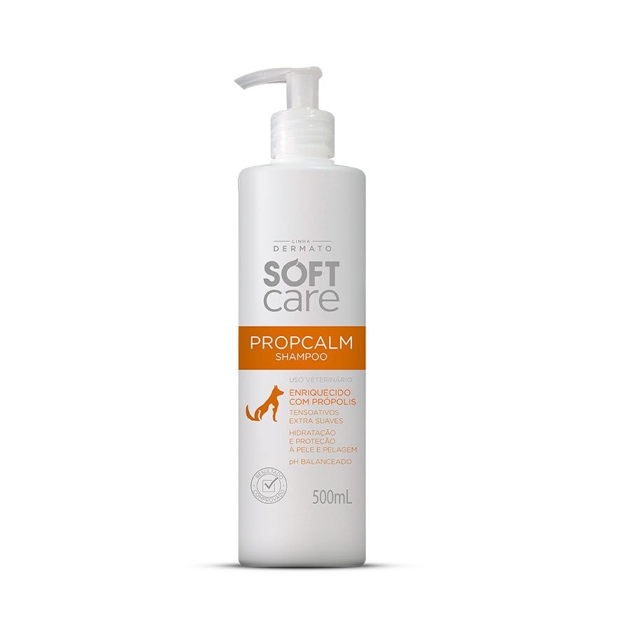 Shampoo Dermatológico Pet Soft Care Propcalm Extrato de Própolis Cachorro Gato 500mL