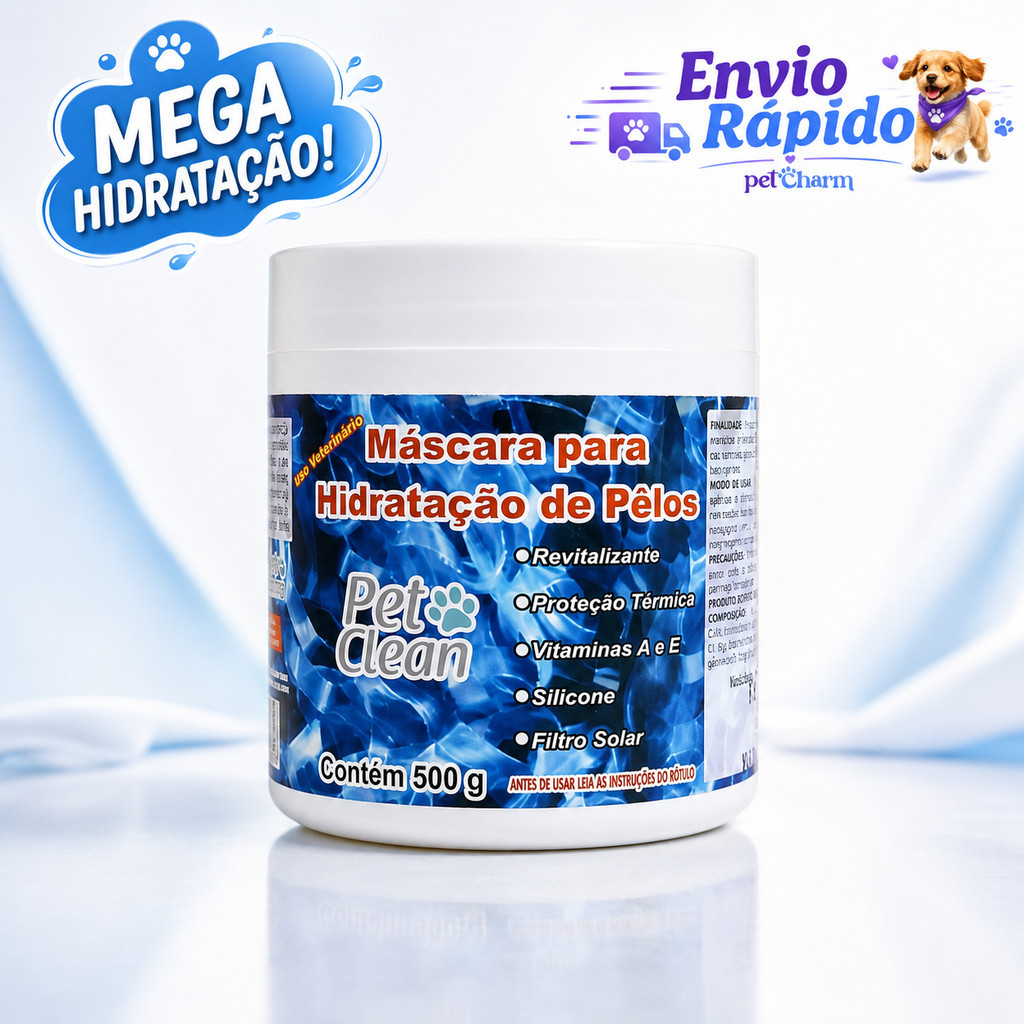 Máscara de Hidratação Pet Clean 500g para Cães e Gatos Pelos Ressecados Soft Line