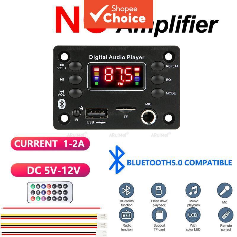 Mini Amplificador Bluetooth Classe D DC 5V-12V , 1-2A Com Controle Remoto , Cabo De Alimentação E Fio De Alto-Falante ,