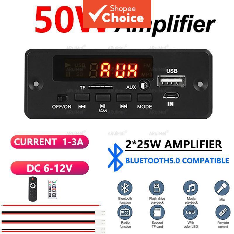 Módulo De Placa Amplificadora Bluetooth Estéreo Classe D Compacto 2x25w 6 A 12V Com Cabo De Alto-Falante Remoto Fio De A
