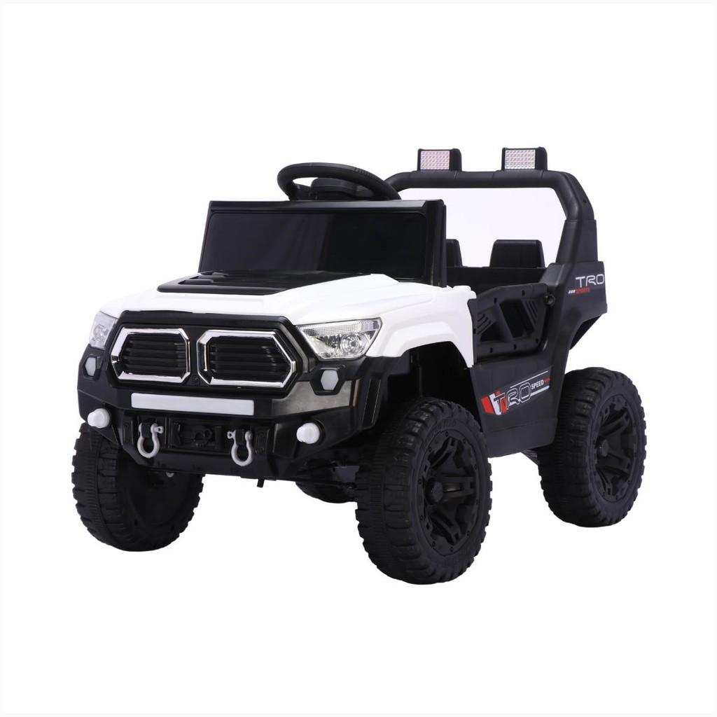 Jipe Eletrico Infantil Carro 12v Branco Led Radio Bluetooth Abre Portas Para Crianças