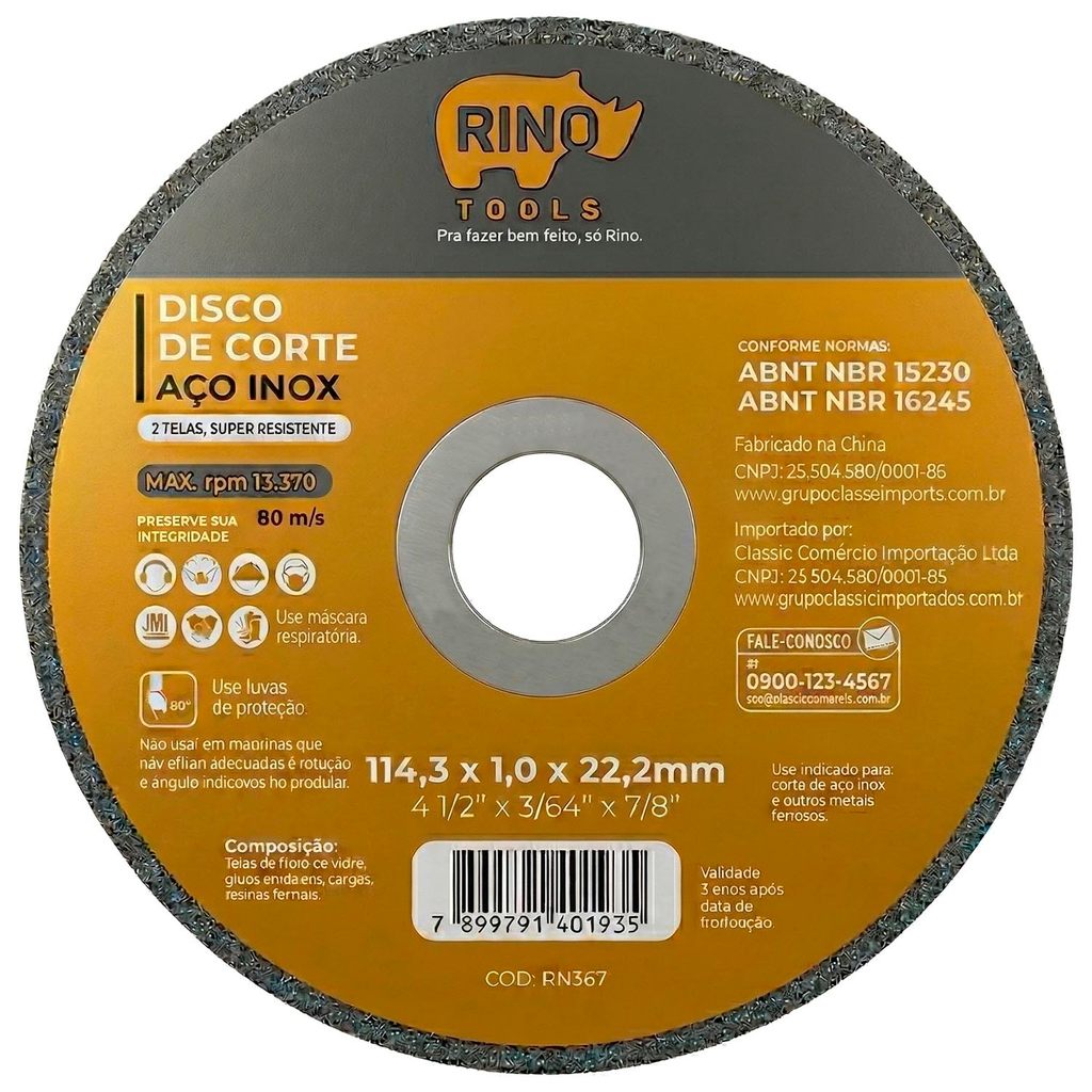40 Unidades Disco Corte Aço Inox 4.1/2 Pol. 114,3mm Esp. 1,0mm Corte Ultra Preciso