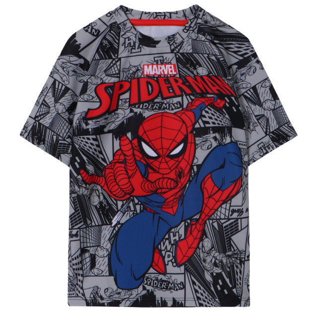 Camiseta Infantil Manga Curta Praia Proteção UV Marvel Spiderman Licenciado