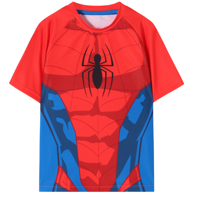 Camiseta Infantil Manga Curta Praia Proteção UV Marvel Spiderman Licenciado