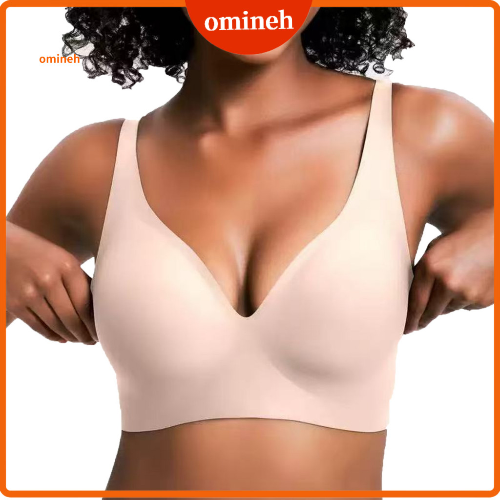 Seamless Bra No Show Women’s Wireless Deep V Neck Plus Size Full Coverage Supportive Underwire Push Up T-shirt for Com