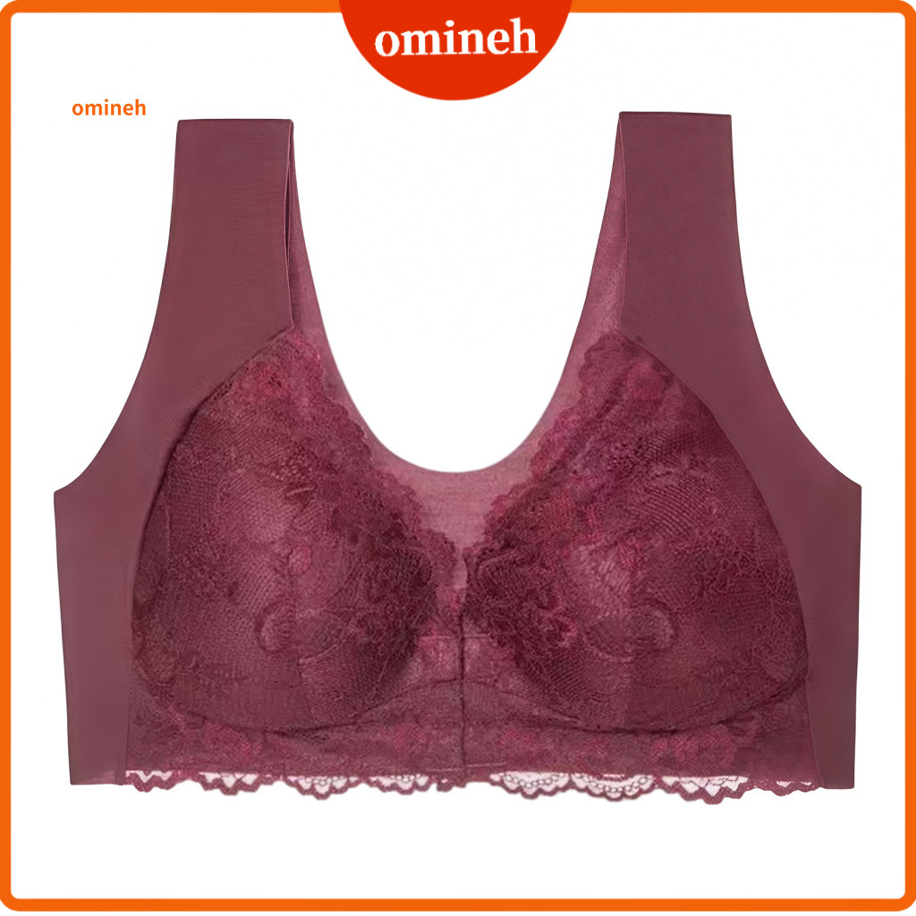 Women Wirefree Bra Wide Strap Front Closure Wireless for Floral Lace Push-up Bralette No Underwire Full Coverage Straps