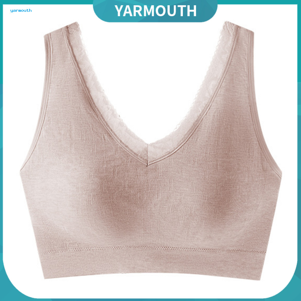 Plus Size Bra Wireless Push-up for Women Natural Lift Vest Style Thin Lace Trim Elastic Straps Full Coverage Great Suppo