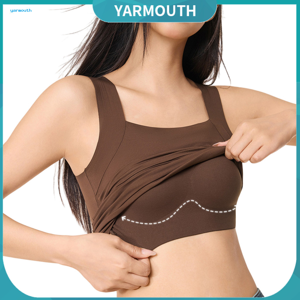Stretchy Workout Tops Bottom Bra Tank Women’s Wireless Built-in U-neck Slim Fit Layering Top Super Soft Stretch Fabric
