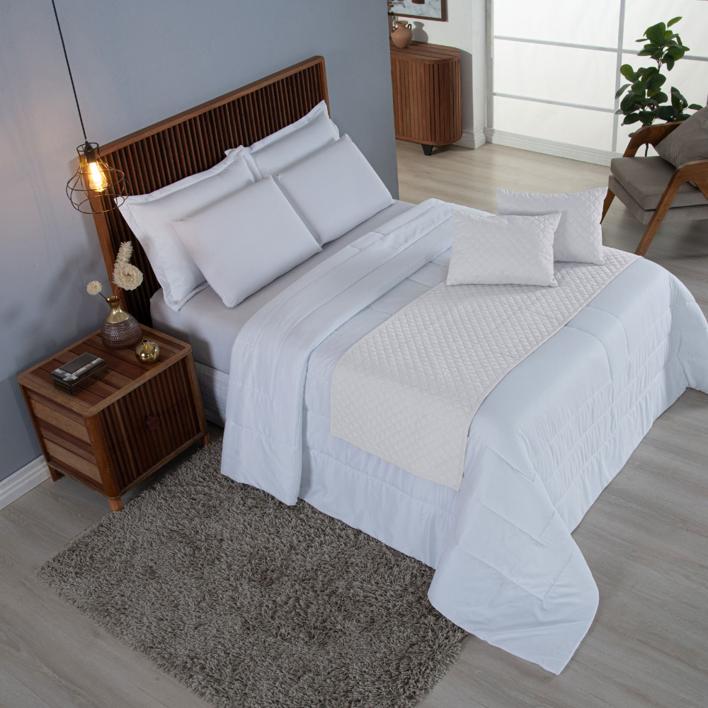Kit Peseira King Comfort Com Almofadas Cheias 5 Peças Microfibra Premium