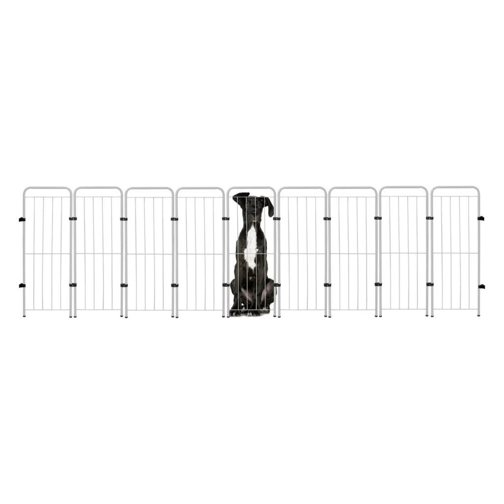 Cercado Dobrável 98cm com 9 Módulos Utilyse Branco e Preto Divisor de Ambientes Pets e Bebes