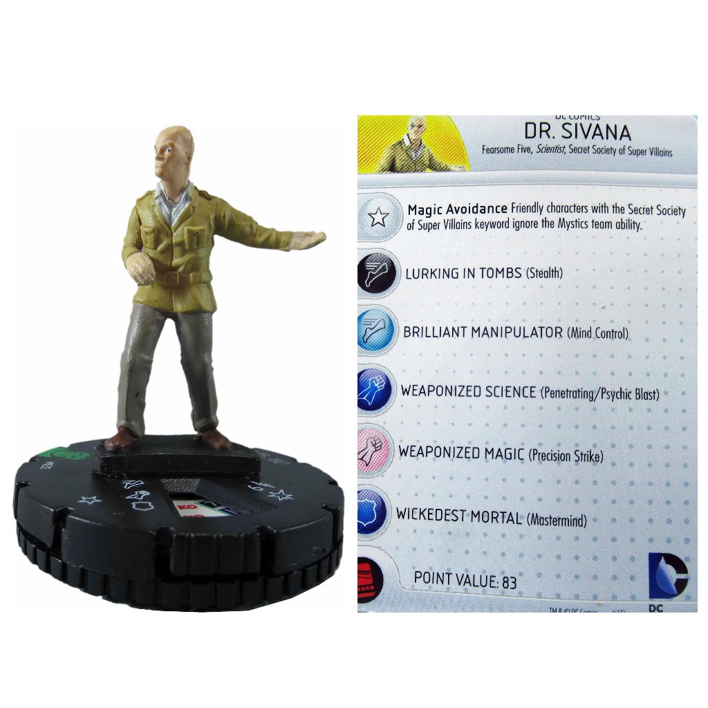 Miniatura Heroclix Dr. Sivana 032 com card Secrety Society of Super Villains Shazam