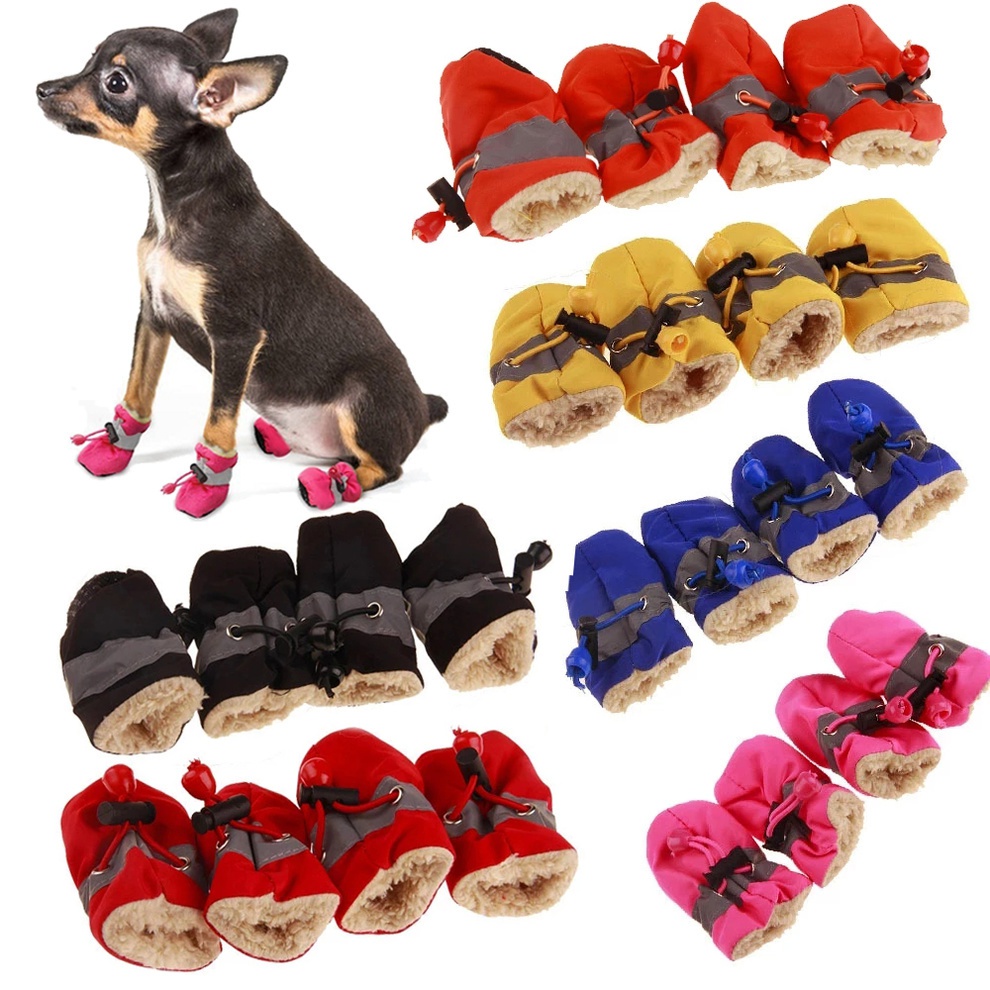 4 Pçs/Conjunto Dog Pet Sapatos Para Cachorro Cães Anti Derrapante Botas Pata Protector Com Tiras Reflexivas Andar Leve Animais De Estimação Small and Medium