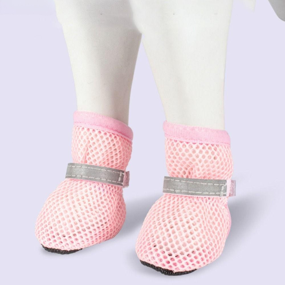 4pcs/set Dog Mesh Shoes , Sapatos Refletivos De Rede Resistente Ao Desgaste Para Cães Casuais Cachorros Gatos