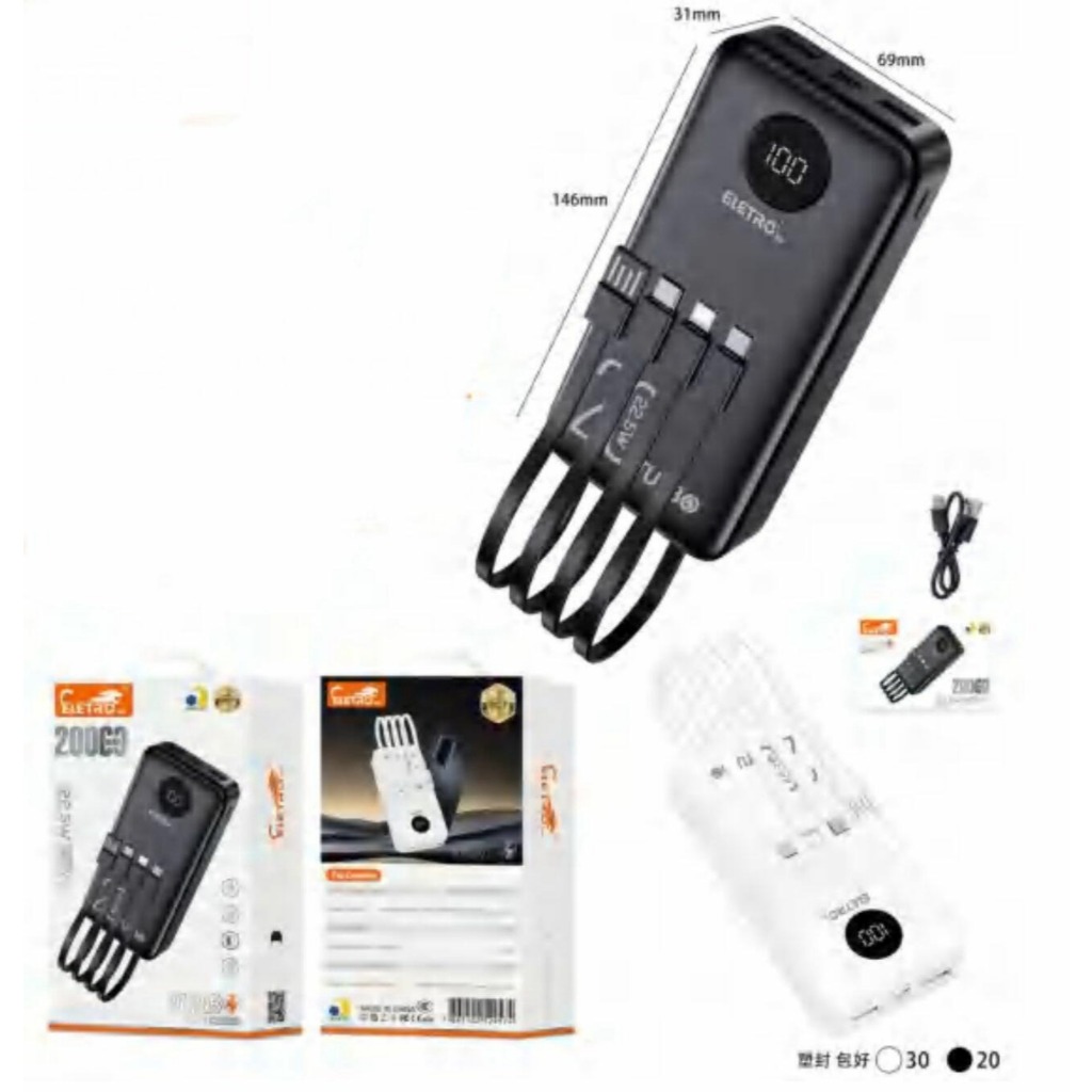 Power Bank Universal de 20.000mAh Carregador Portátil para Android e iOS