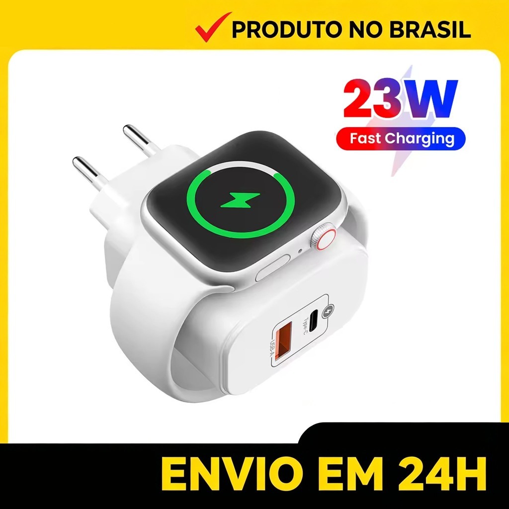 3in1 Wireless Charger for Apple Watch iPhone EU US Fast Charging Block PD20W Charger with 2 Ports USB-C USB-A Charger fo