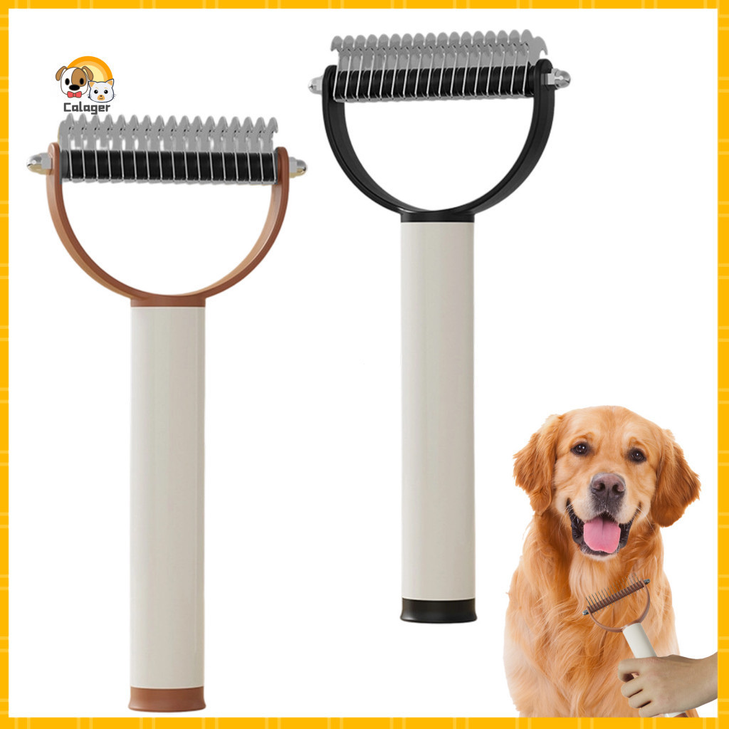 Pet Comb Dematting for Dogs Detangling Dual-sided Tool – Safe Undercoat Rake Deshedding Brush with Sticky Hair Remover