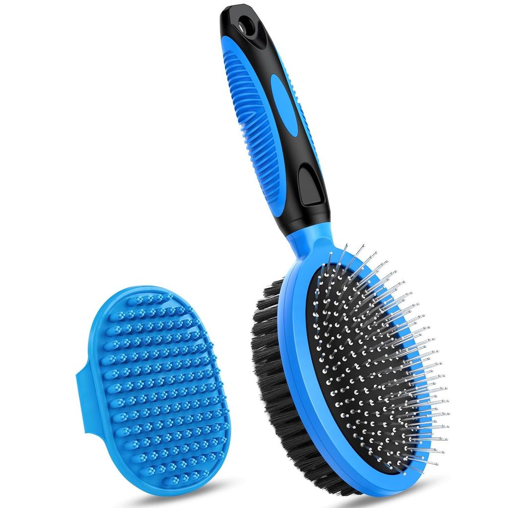 2PCS Pet Grooming Tools - Double-Sided Brush for Shedding and Bathing, Suitable for Short/Long Haired Dogs Cats and Hors