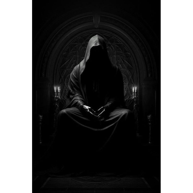 QUADRO DECORATIVO PLACA MDF-EXU CAVEIRA DAS SOMBRAS SENTADO